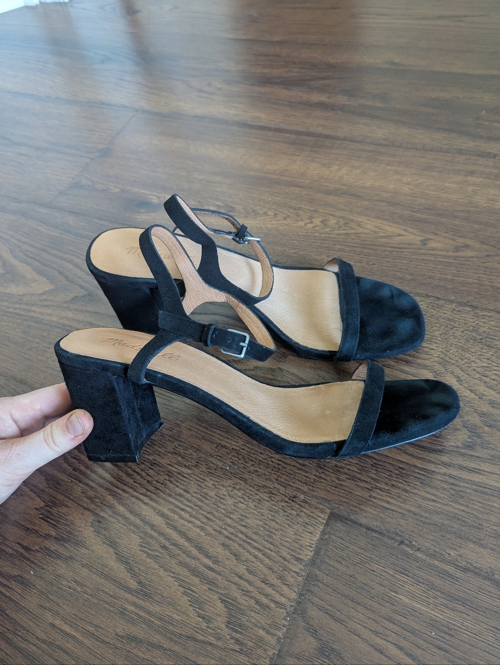 Madewell Hollie Suede Heeled Sandals Black Size 9
